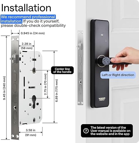 Miniatura 7 de Cerradura de puerta inteligente WiFi con cámara, estándar DIN europeo (no compatible con ANSI de EE. UU.), juego de cerradura de embutir sin llave