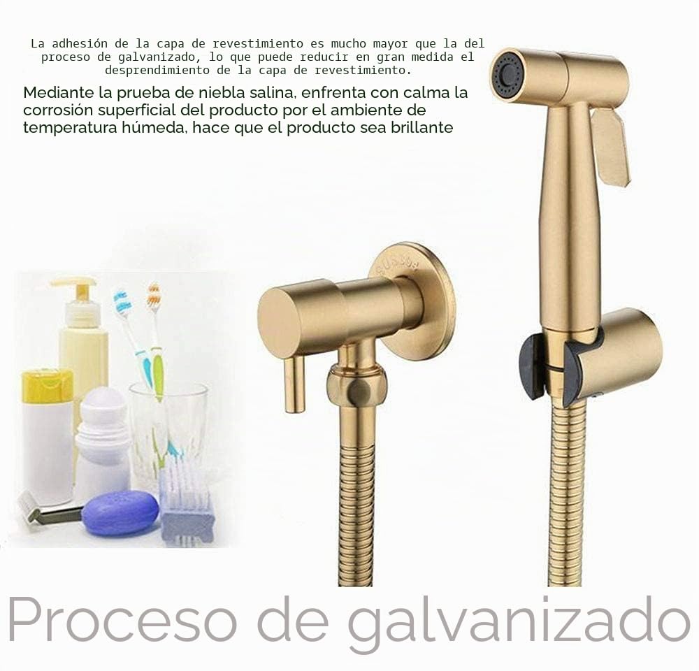 [LOSCHEN] Pulverizador de Bidé Para Inodoro, Pulverizador de Mano de Acero Inoxidable Para WC, Grifos de Bidé Shattaf Pulverizador (Dorado)