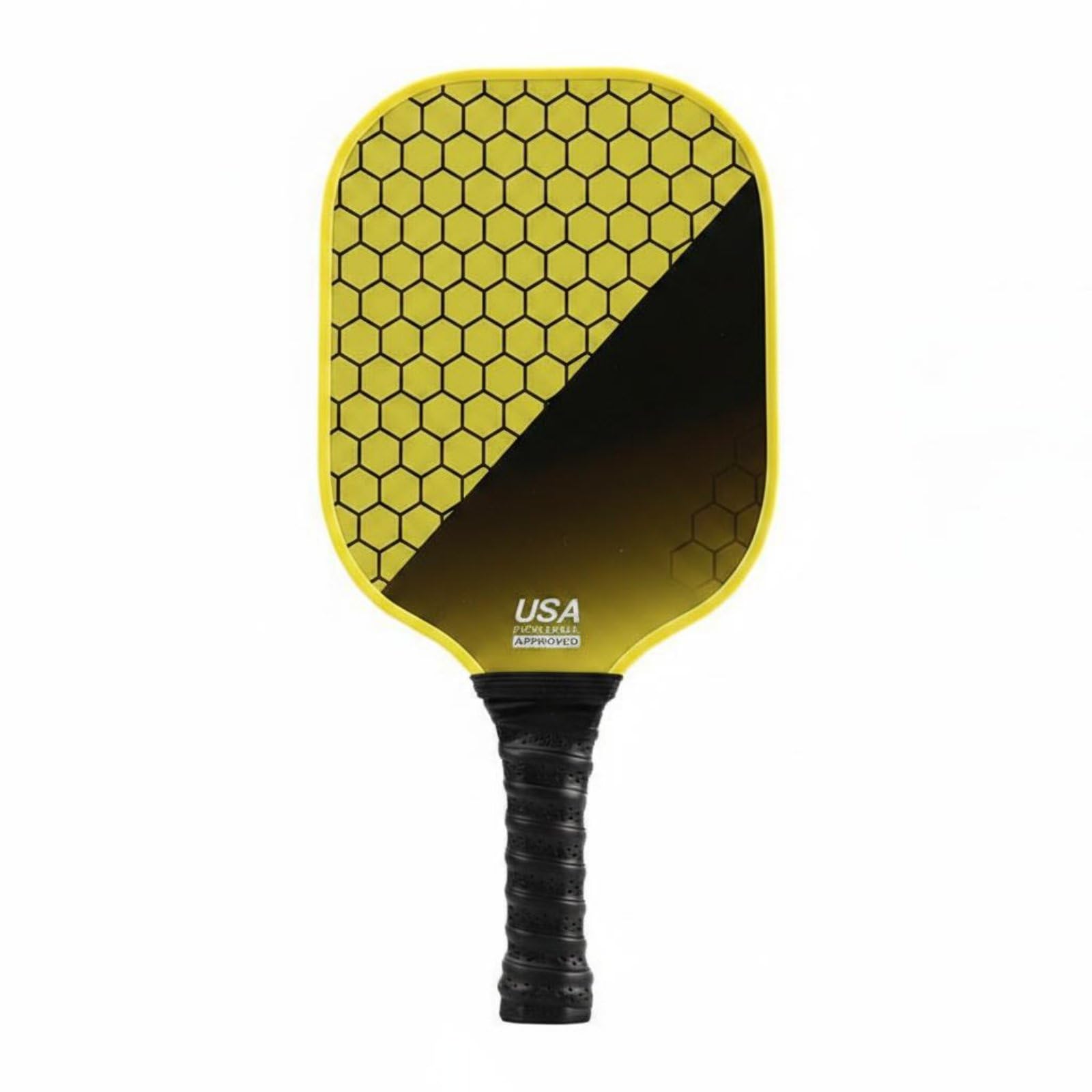 2 Pieces Long-Lasting Fiberglass Pickleball Paddle Shock Absorbing Honeycomb Pickleball Paddle Non-Slip Grip Racket Textured Surface for Outdoor, Yellow-image-18