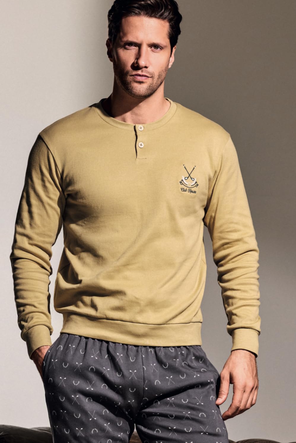 Pijama de hombre cálido de algodón invernal línea Prestige – Pijama de hombre de invierno cálido y suave
