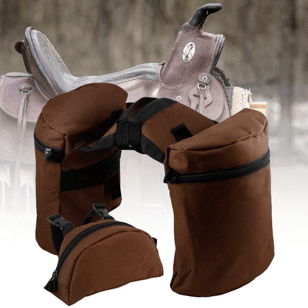 Ensemble Sacs Corne De Selle Western - Sacoche 30x21x5 Cm + Sac Corne