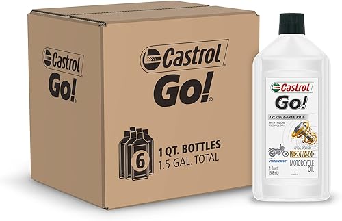 Castrol 06102 GO! 20W-50 4T - Aceite de motocicleta - Botella de 1 cuarto de galón, (paquete de 6)
