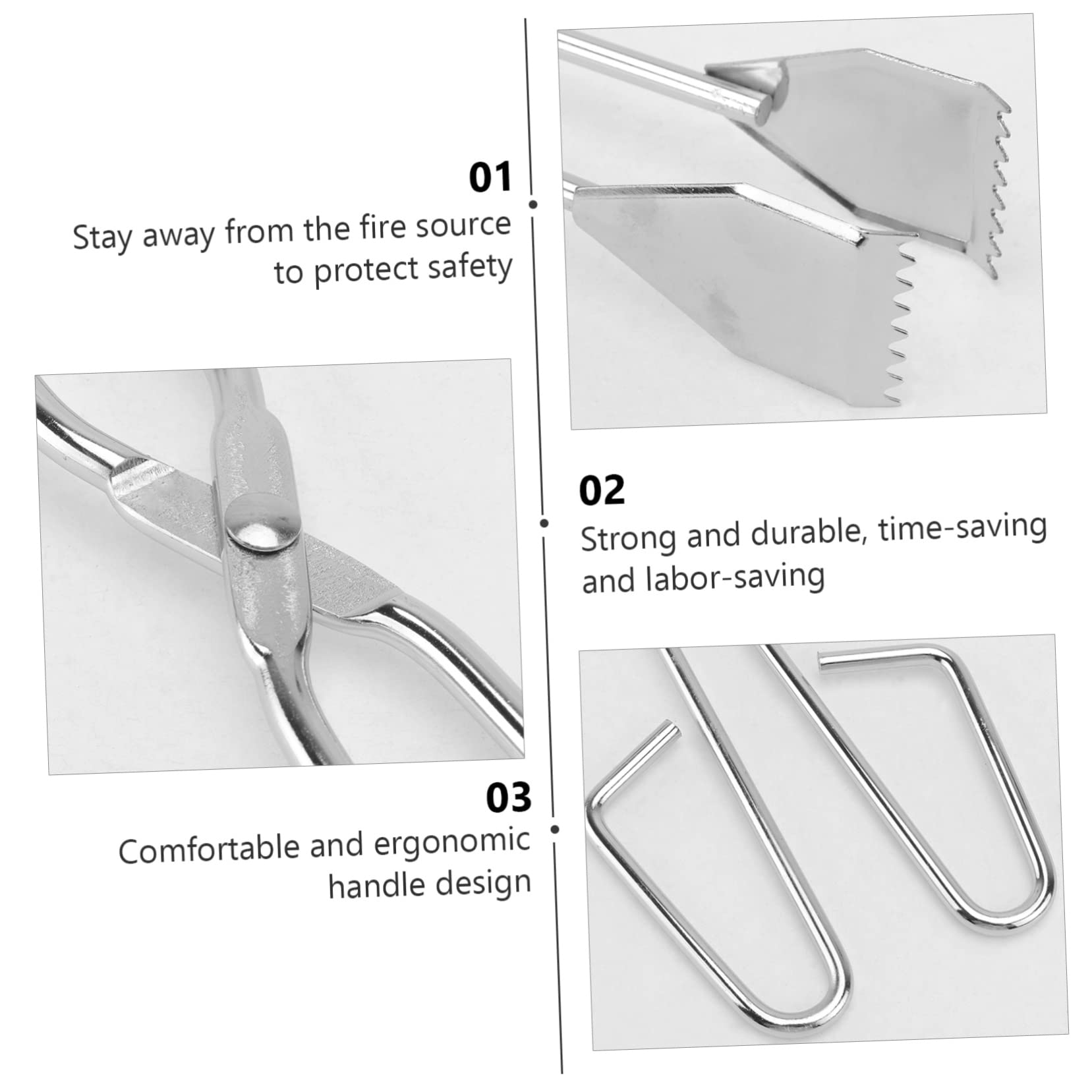 SUPVOX 2Pcs Extended Bbq Charcoal Clamp Heavy Duty Bbq Tongs for Outdoor Grilling Lengths Durable Clip for Home Restaurant Camping Parties