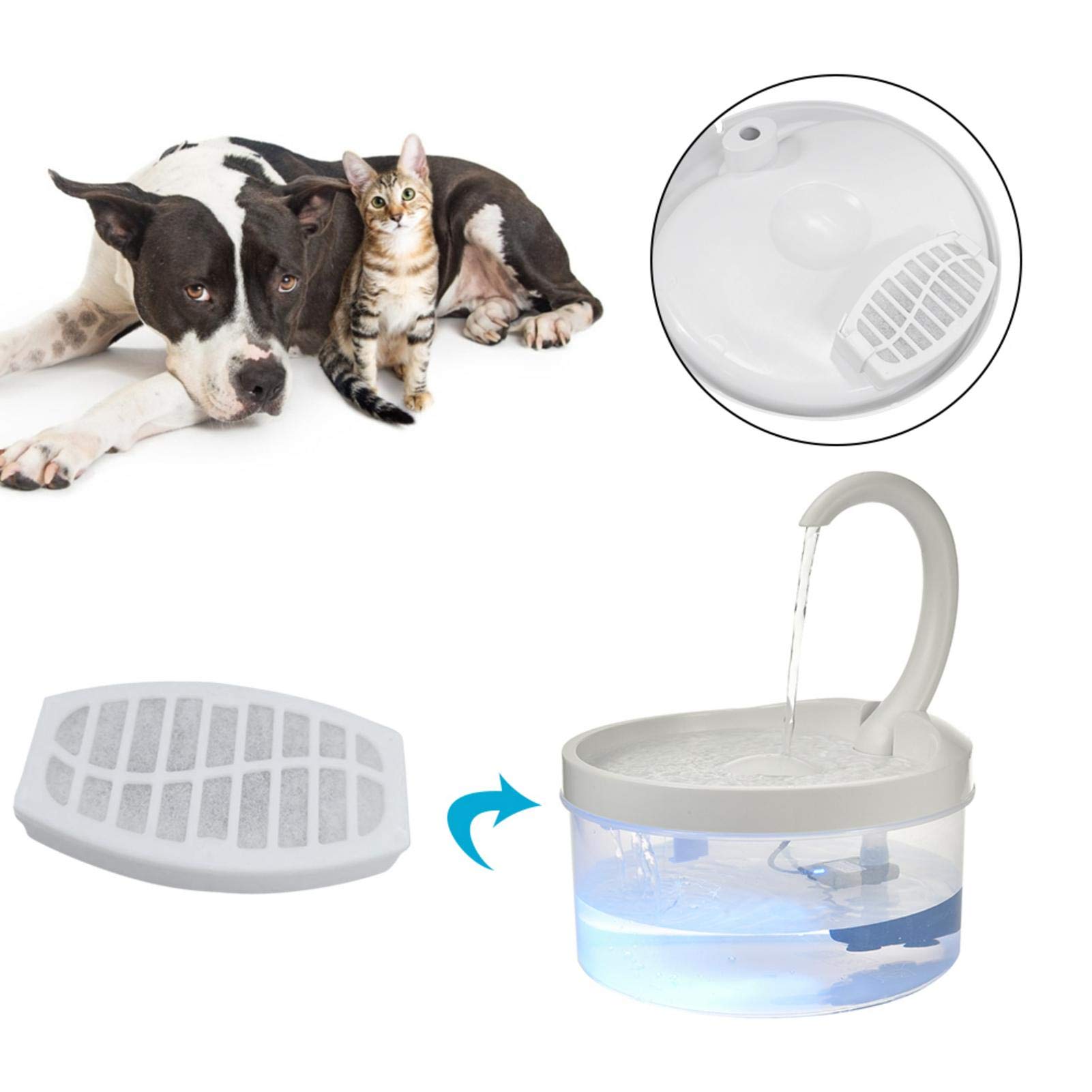 Desconocido 2 filtros de Fuente de Agua para Gatos de 2 l, filtros de Repuesto para Fuentes, filtros de carbón Activado Que Mantienen el Agua Limpia y Sabrosa para Gatos y Perros.