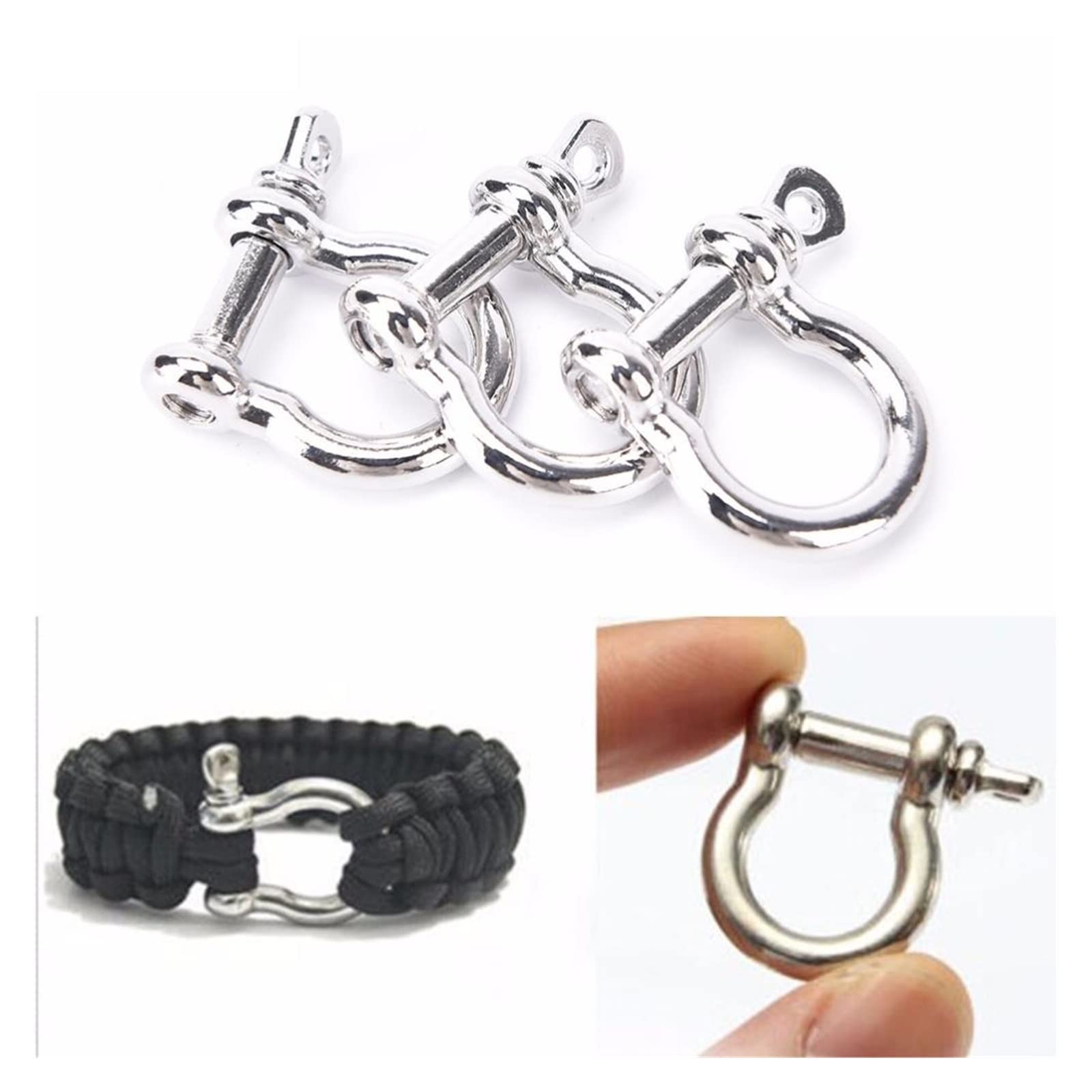 D Szekla o dużej wytrzymałości, 5/10 szt. Ze stali nierdzewnej Outdoor Camping Survival Rope Bransoletki Klamra w kształcie litery D(10 Pcs)