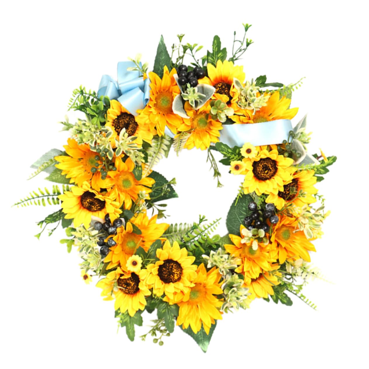 ULTECHNOVO Couronne de Tournesols Artificiels, Guirlande Décorative 1 Pièce