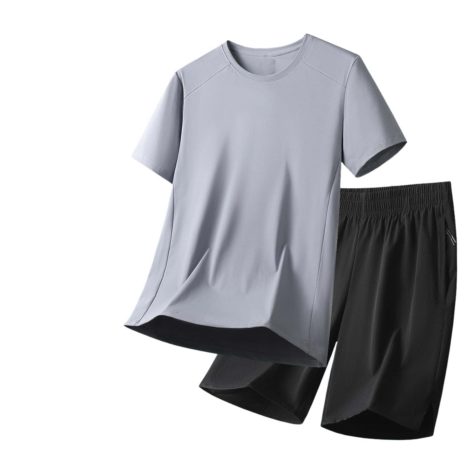 Męskie letnie spodenki z lodowego jedwabiu szybkoschnące plus size zestaw do biegania na co dzień