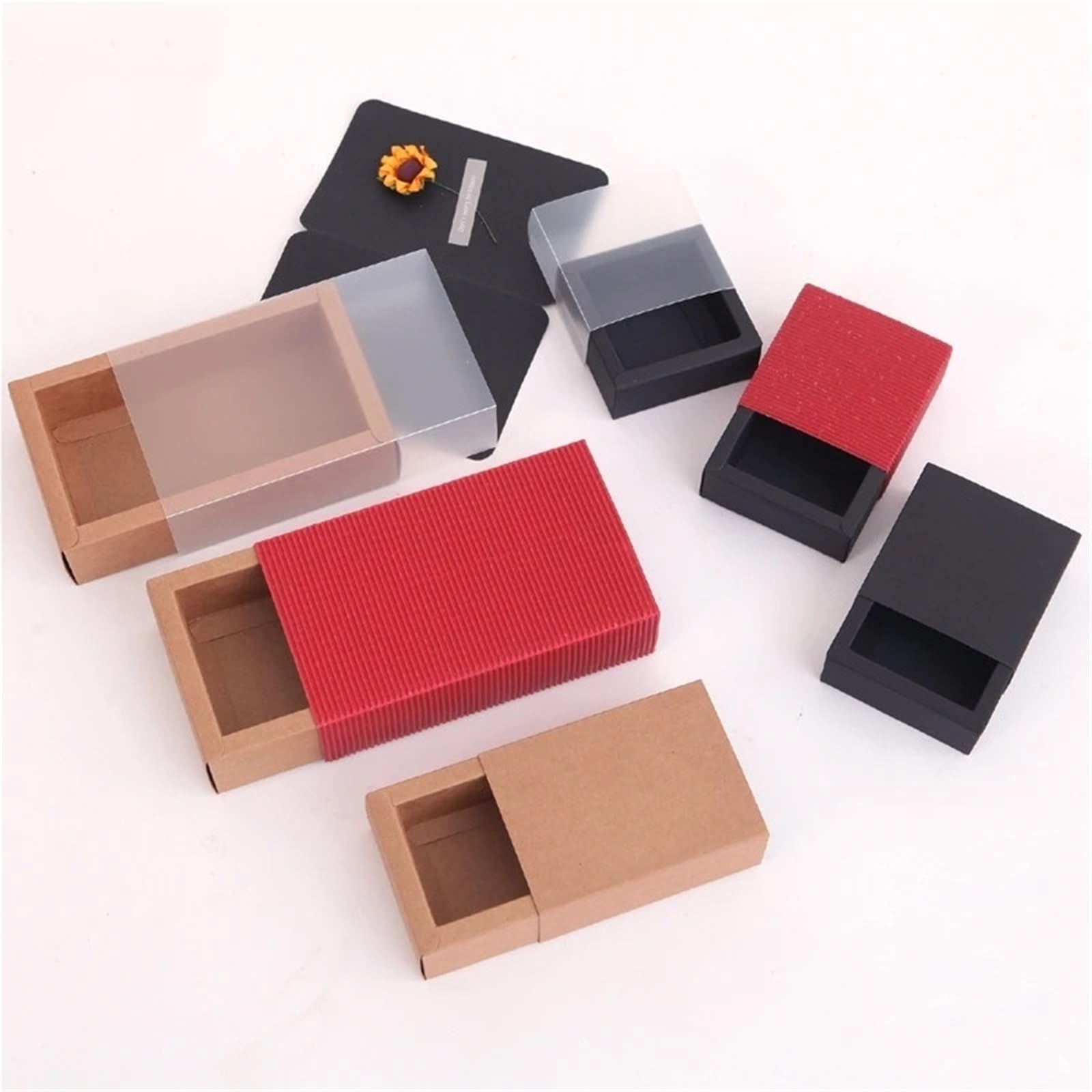 Scatole di Carta Kraft per Rossetti Confezione regalo con cassetto Kraft da 10 pezzi finestra in PVC