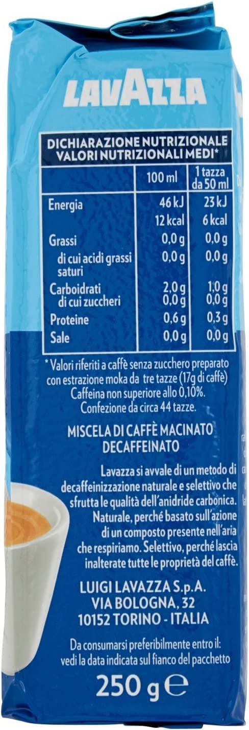 20x LAVAZZA DEK Entkoffeiniert Kaffee 250g gemahlen Italienisch espresso coffee