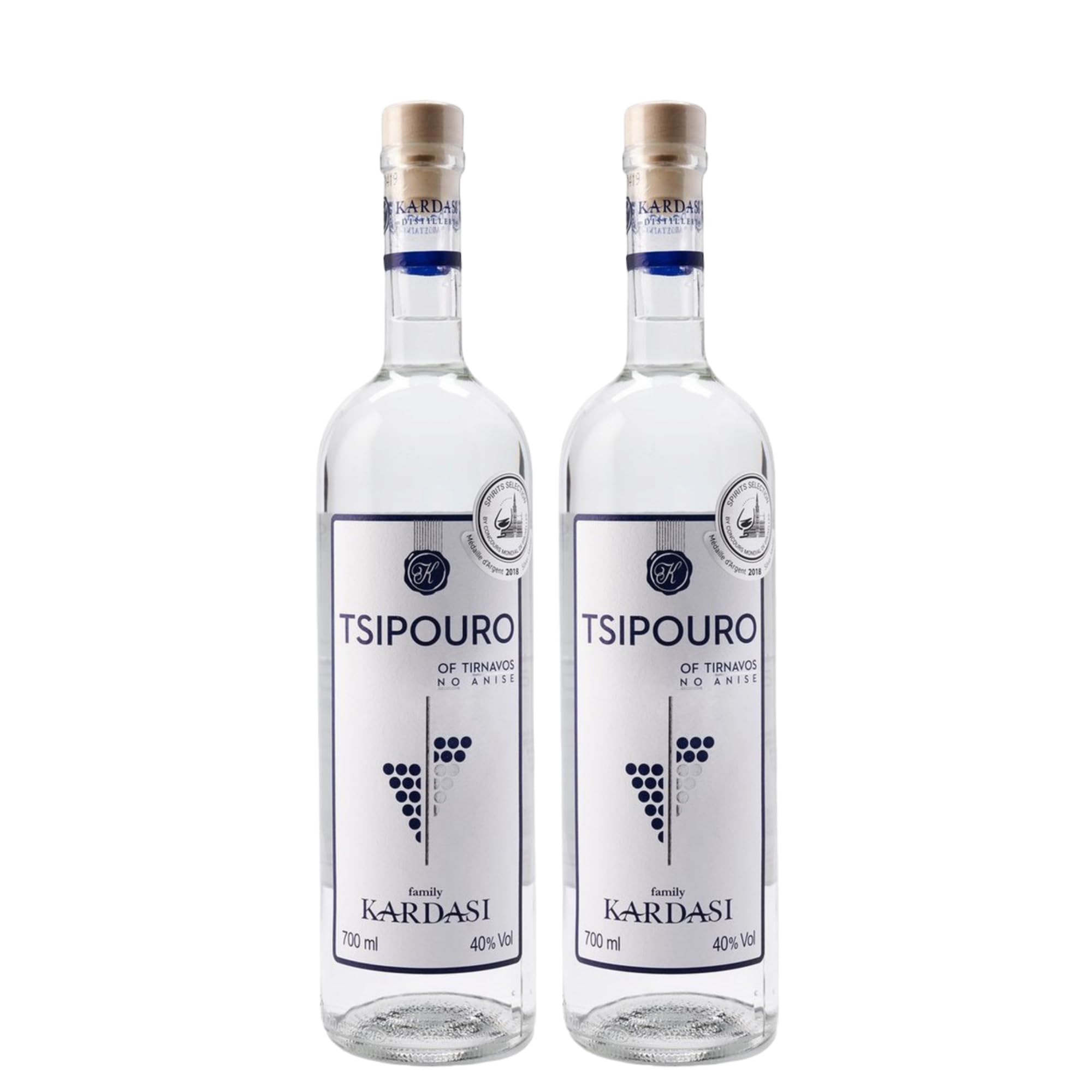 2x 0,7l Tsipouro Tirnavou ohne Anis 40% Vol. Kardasi | Griechischer Tresterbrand|100% Destillat + 20ml Jassas Olivenöl