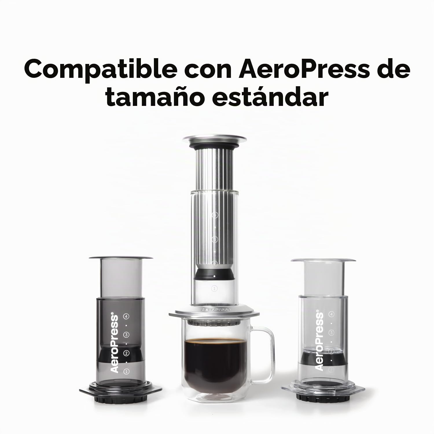 AeroPress Tazas de Café de Vidrio de Doble Pared – Cristalinas con Asa, Base Ancha, Vidrio Grueso – diseñadas para cafeteras estándar – 355 ml, Juego de 2