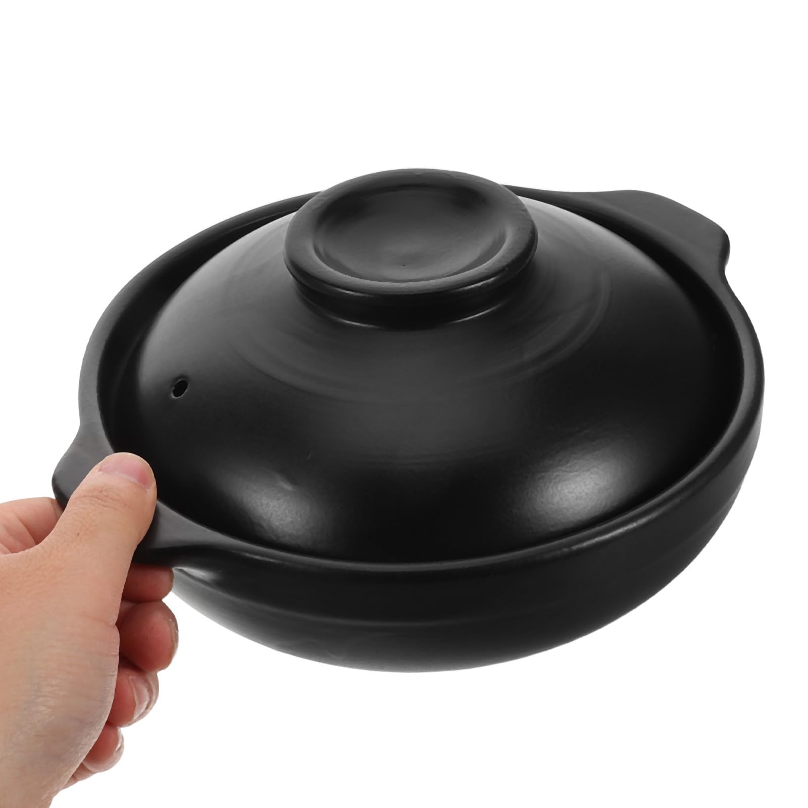 Abaodam Cazuela de Barro de 600ml con Tapa, Diseño Clásico y Ligera para Cocina y Restaurante, Mantiene el Arroz Comida Caliente con Material de Arcilla Resistente