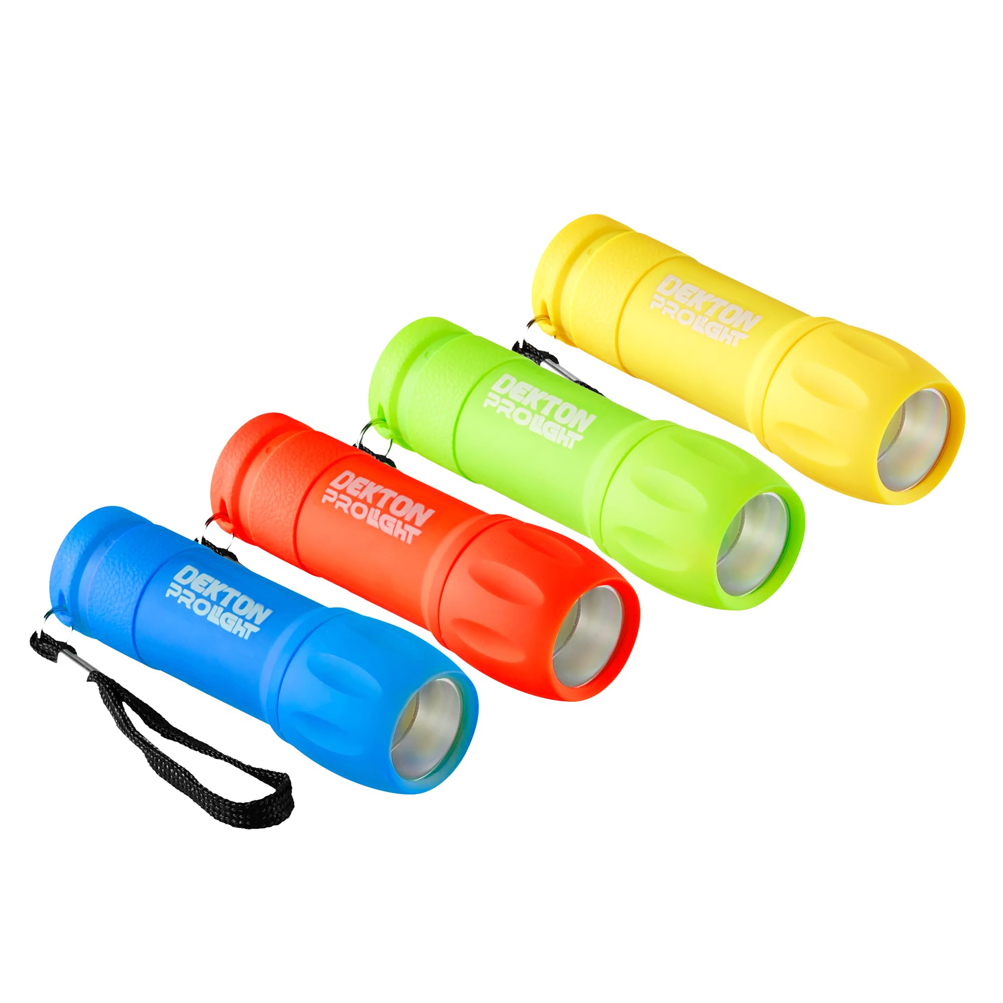 Dekton Pro Light Xf100 Trail Flashlight - 100 Lumens / 10m Distance-98mm x 29mm High Intensity LED| Tough Durable Plastic| 4 Colour Assortment| Weatherproof| Batteries Included| Comes in Form of CDU