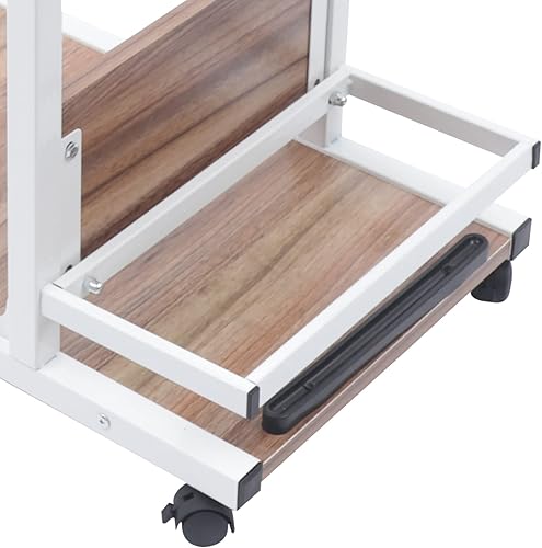 Miniatura 6 de Mesa en forma de C, mesa de sofá móvil con ruedas, mesa auxiliar de sofá de altura ajustable, mesa auxiliar de madera con almacenamiento, soporte