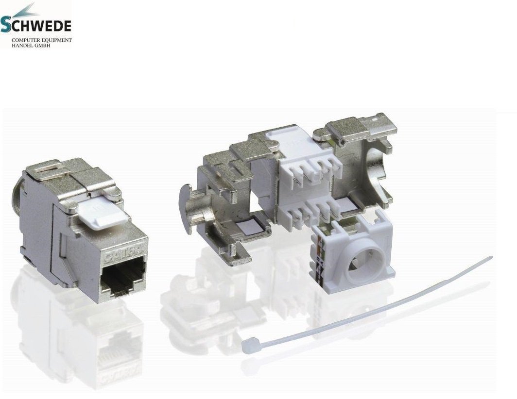 ProfiPatch - Módulo Keystone RJ45 (cat. 6a, cat. 6a, 500 MHz, 10 Gbit, apantallado, sin herramientas, incluye panel de distribución de 24 puertos para clavijas Keystone), color negro