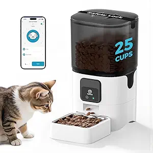 PAPIFEED Smart Automatic Cat Feeders: WiFi Pet Feeder with APP Control for Remote Feeding, Detachable for Easy Clean, Automatic Cat Food Dispenser with Alexa,1-10 Meals Per Day for Dog (6L/25Cup) asin的图片