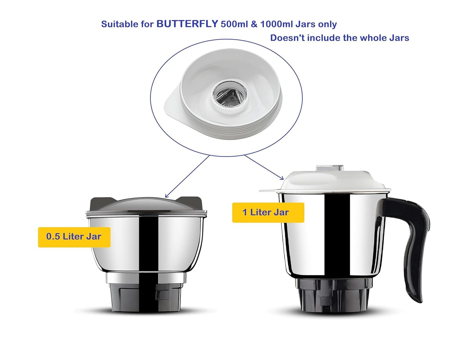 Compatible Replacement Jar Lid/Cap for Butterfly Mixer Grinder | Fits 500 ml & 1 Litre Jars — Amazon image 3