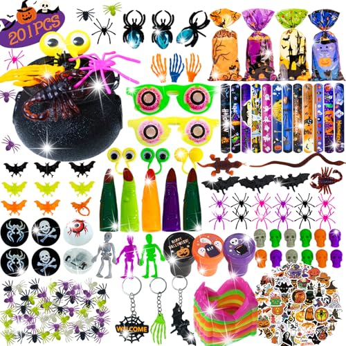 201PCS Halloween Party Favors  Bulk Fidget Toys for Party Supplies Halloween Treats Non Candy School Classroom Carnival Prizes Treasure Box Toy Chest Halloween Gifts Goodie Bag Stuffers