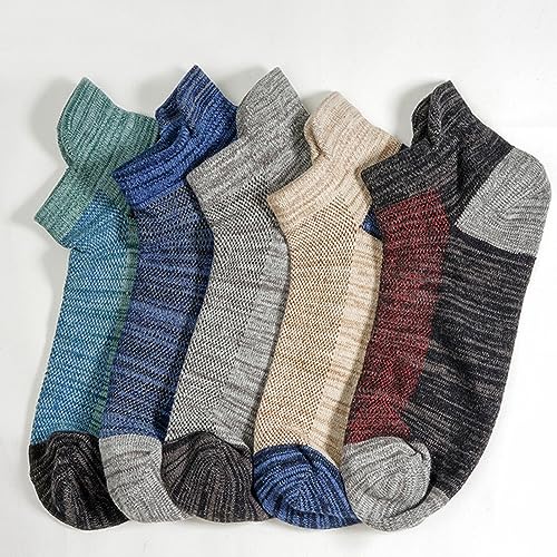 Men's Vintage Sweat Absorbing Socks Comfortable Short Tube Cotton Socks Soft Breathable Cozy Stretch Socks (A, One Size)2