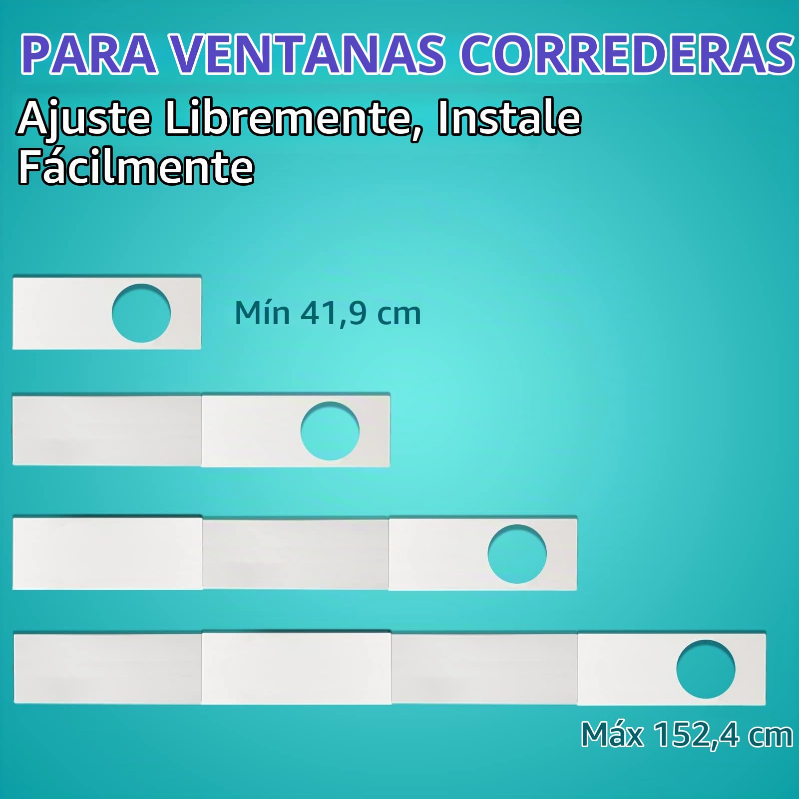Kit de sellado de ventanas y puertas deslizantes para manguera de aire acondicionado portátil, paneles, PVC ajustable a hasta 152 cm, rosca universal de 13 y 15 cm de diámetro