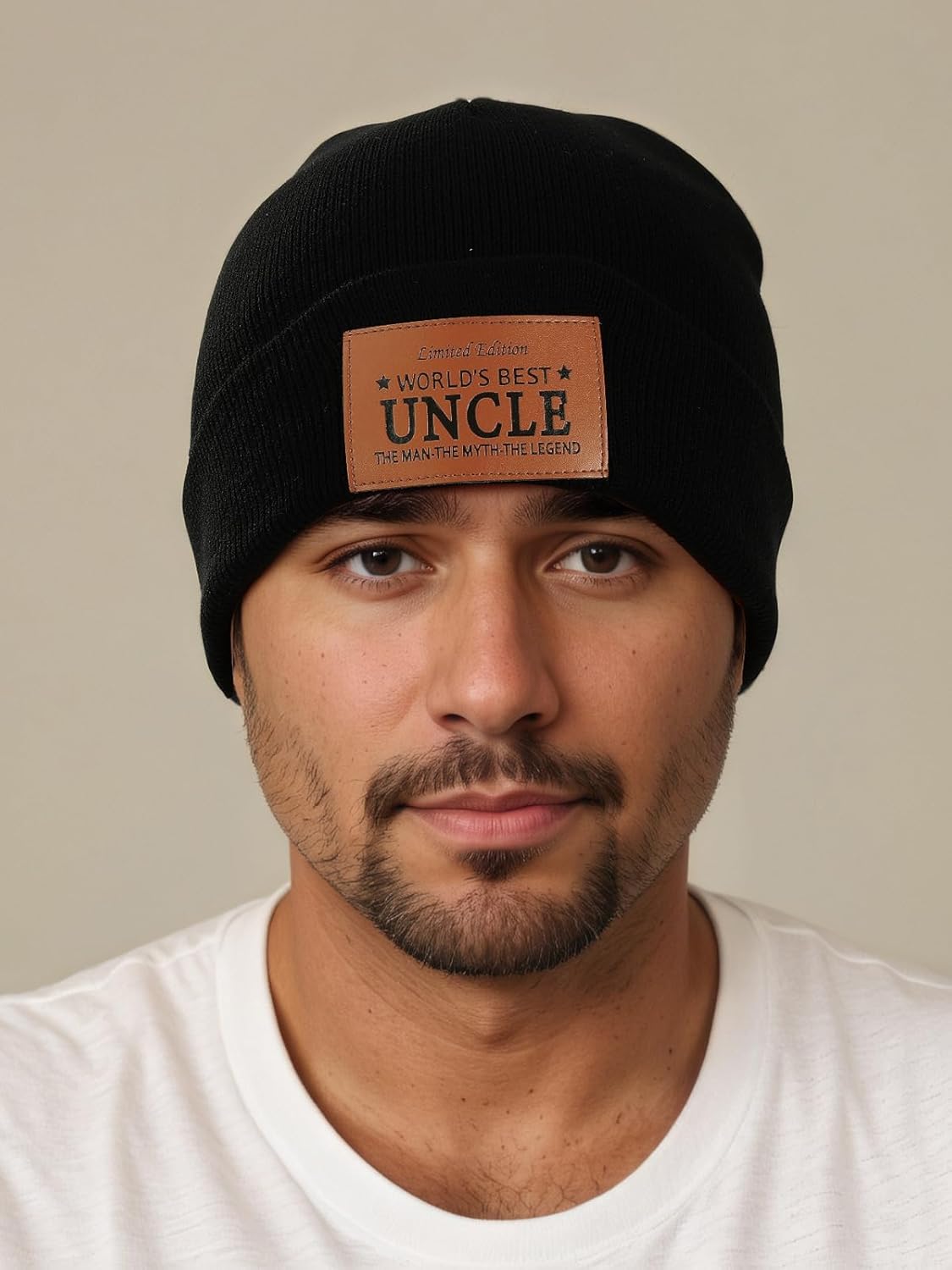 Men Gifts Worlds Best Dad Uncle Husband Leather Beanie Hat from Daughter Niece Christmas Stocking Stuffers Birthday Gifts - Image 2