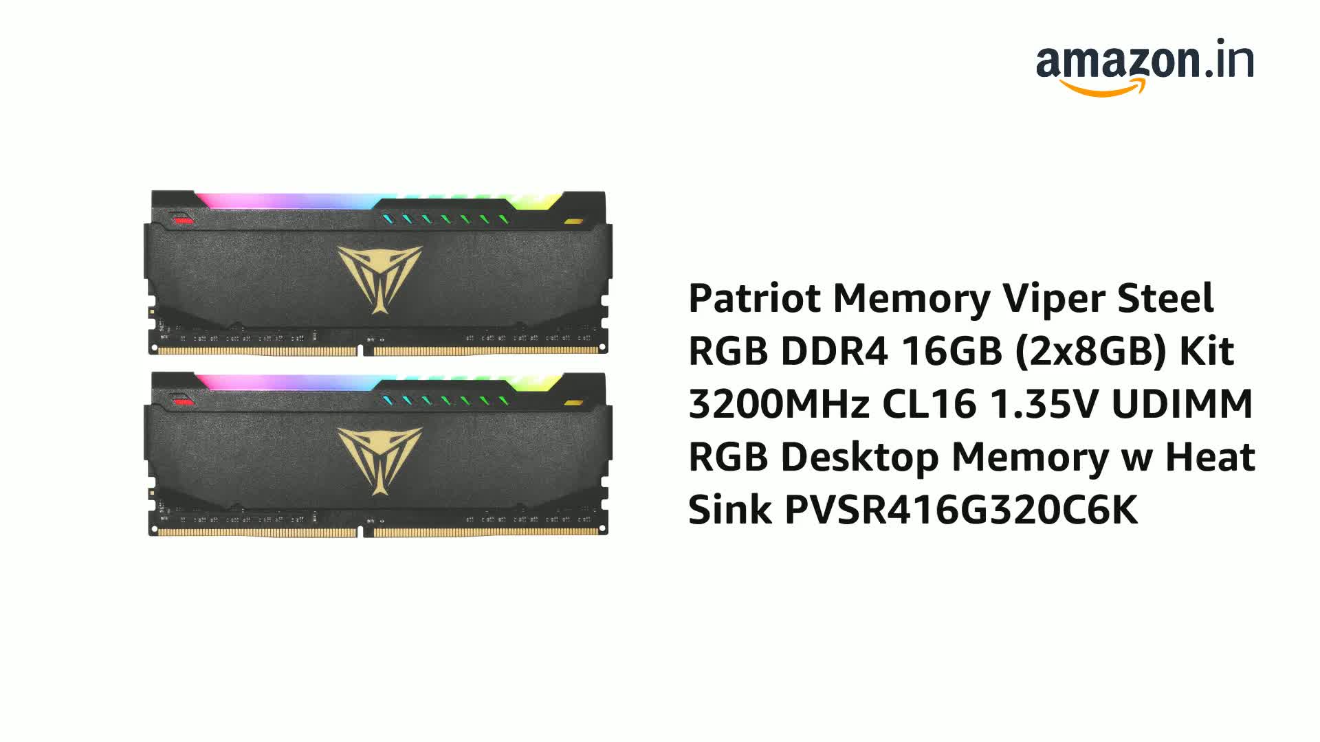Amazon.in: Buy Patriot Memory Viper Steel RGB DDR4 RAM 16GB (2X8GB