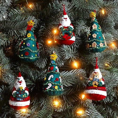 Bucilla 89489E Felt Applique 6 Piece Ornament Making Kit, Santa'S Tree Treasures thumb #4