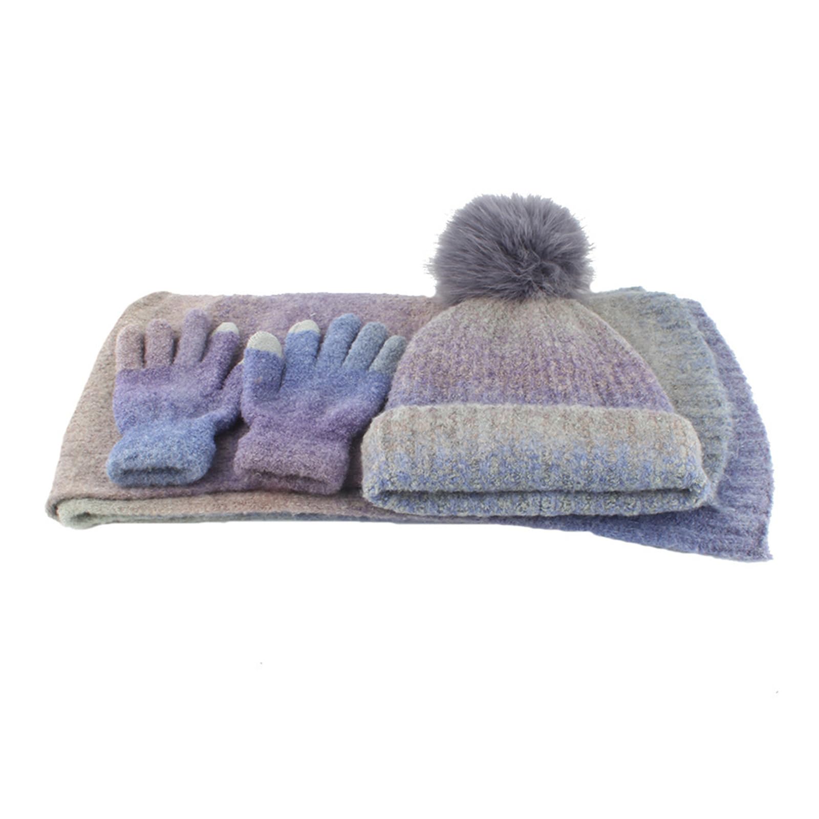 Set di cappello, sciarpa e guanti per adulti, unisex, per attività invernali all'aperto, caldo, per sci, escursionismo, berretto termico lavorato a maglia, sciarpa e guanti