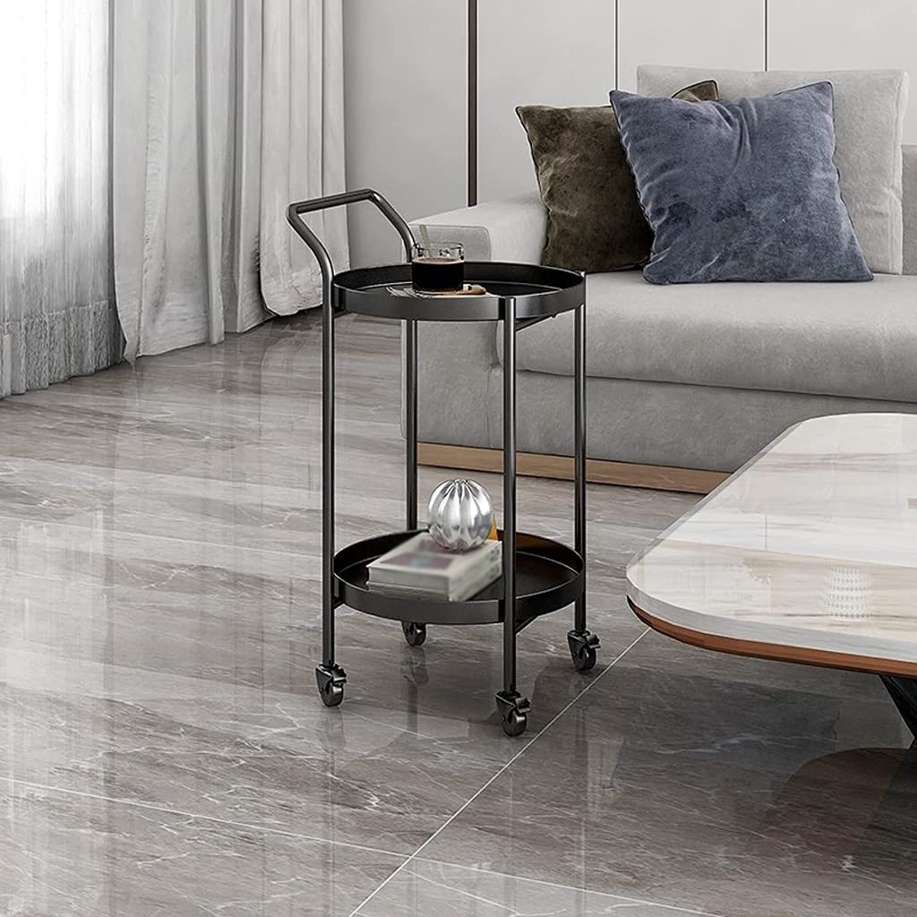 Carrito redondo de metal con ruedas, elegante carrito de bebidas para bebidas, aperitivos y servir decorativos, solución de almacenamiento de bar para el hogar móvil