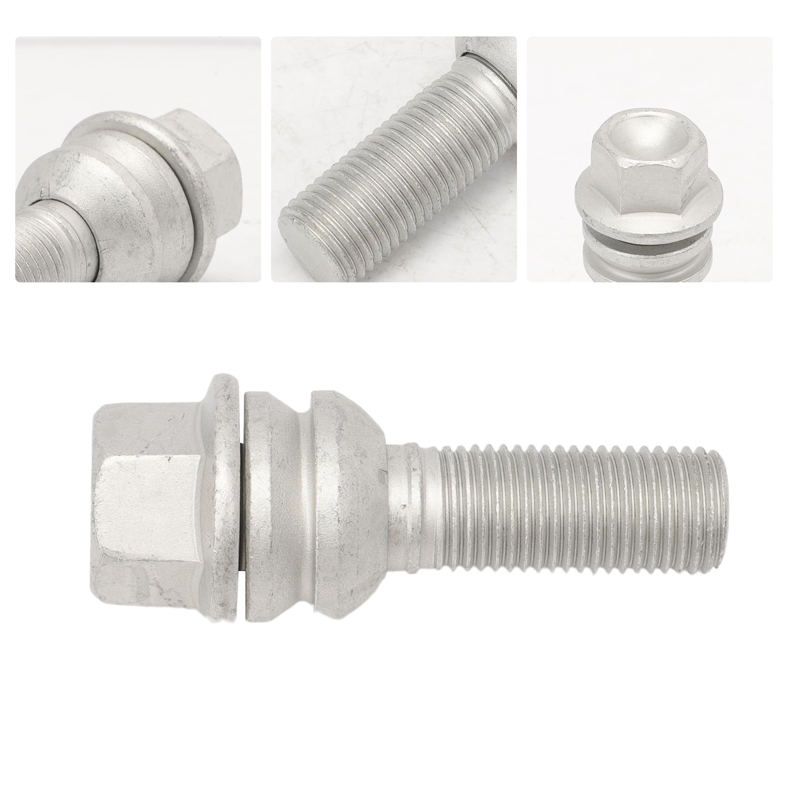20xRadschrauben Radbolzen Kegelbund Silber M14x1,5 Kompatibel mit Q7 quattro 9PA 92A Amarok Transporter, Radbefestigung Kegelbund 66mm Stahl WHT001693 7L0601139A 7L0601139
