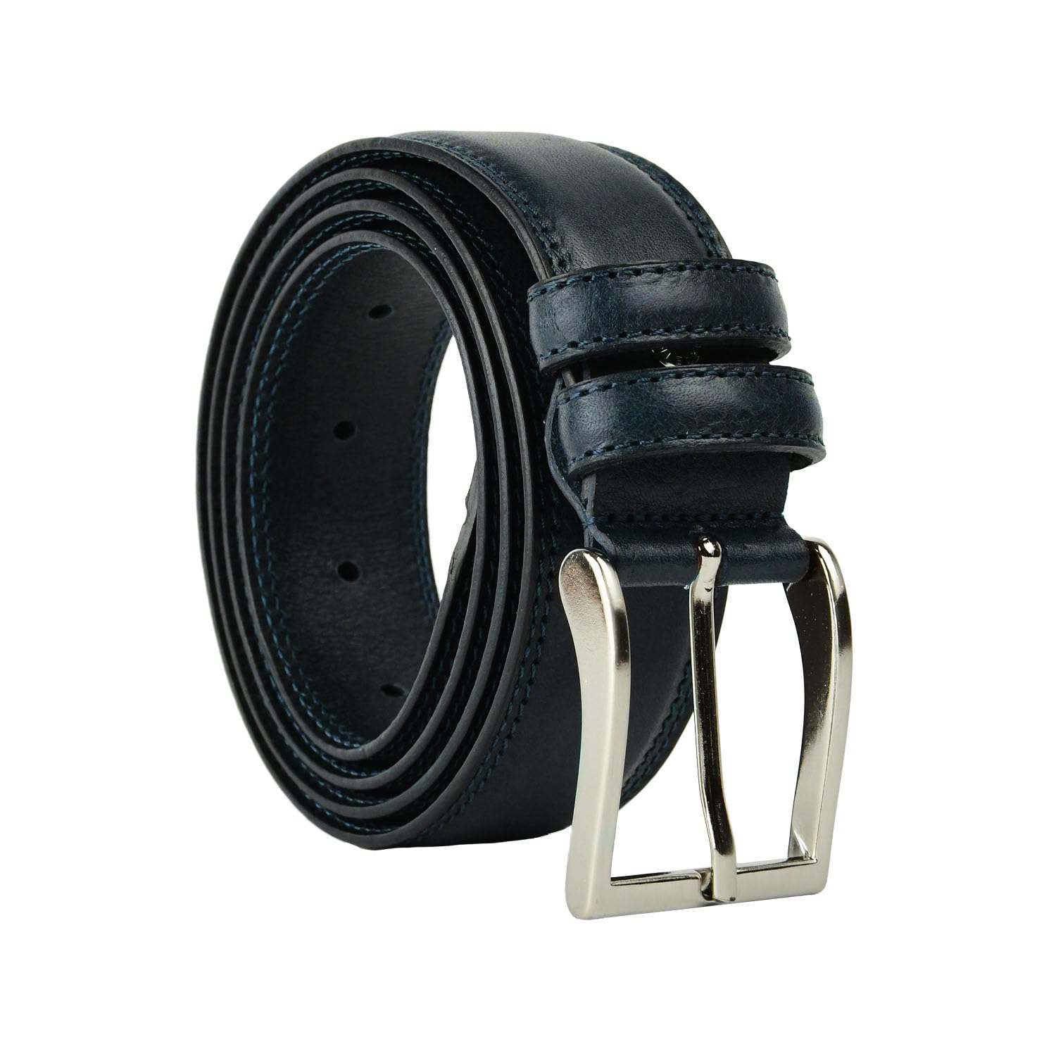 CM Conte Massimo Men's Genuine Leather Belt - Made in Italy, Adjustable, 3cm Wide