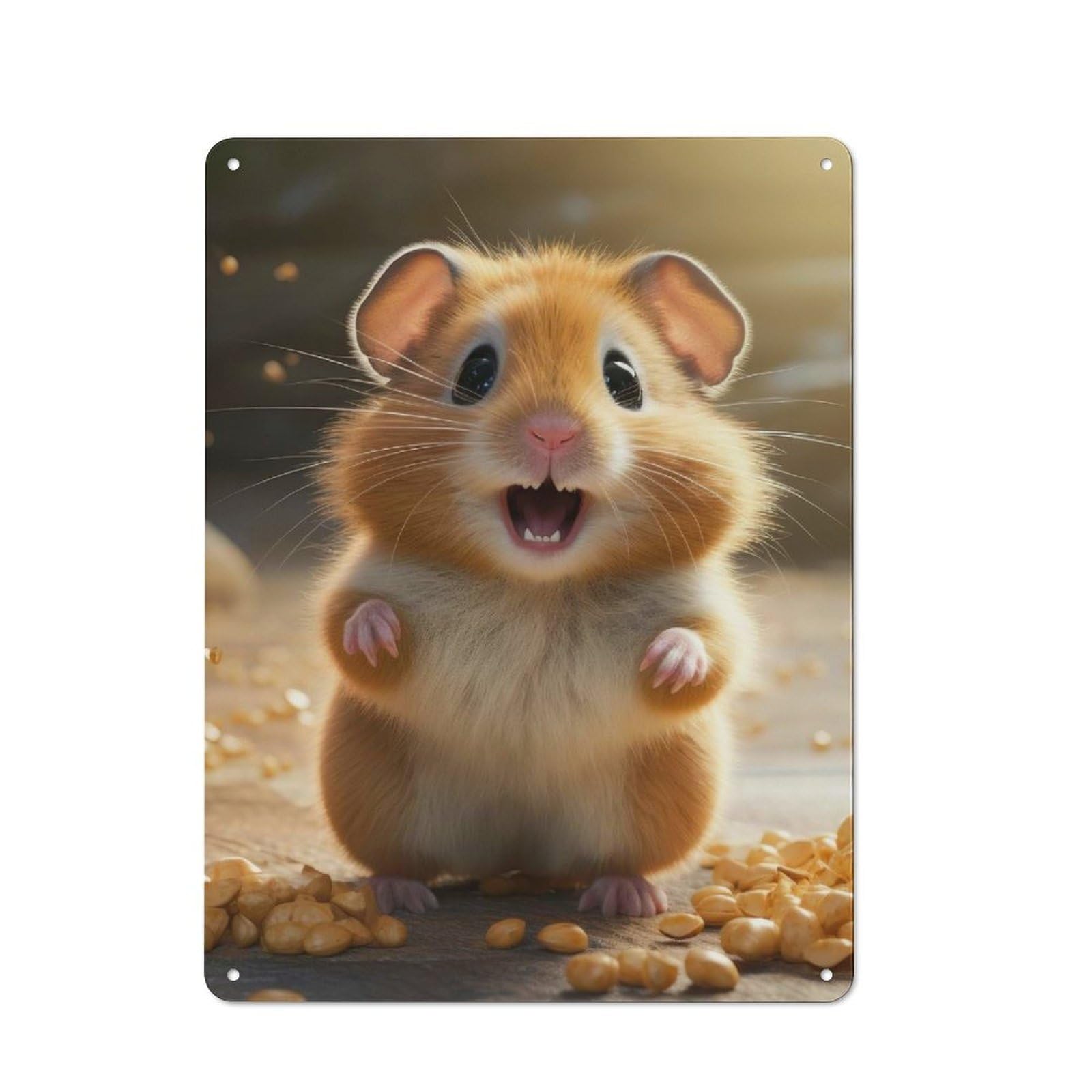 Junmoney Hamster And Corn Retro Tin Sign 40X30cm For Garage Or Workshop, For Furnishing A New Garage And Workshop With Retro Decor