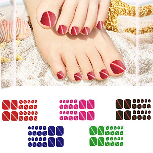 VIWIEU Glitter Adhesive Toe Nail Polish Strips