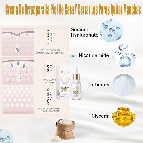 Miniatura 7 de Crema De Arroz para La Piel De Cara Y Cerrar Los Poros Quitar Manchas (2 piezas)