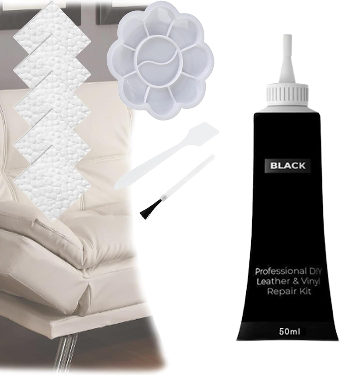 Professional DIY Leather and Vinyl Repair Kit,Leather Repair Gel, Leather Scratch Repair Paste for Furniture,Boat or Auto Car Seats Leather Repair Cream (Black)