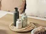 Vintage Vase Set of 3, Ceramic Vintage Flower Vases, Chinoiserie Decorative Home Decor Retro Floral Vase Rustic Farmhouse Decor for Table Bookshelf Mantel Kitchen Living Room Office - Green and Beige