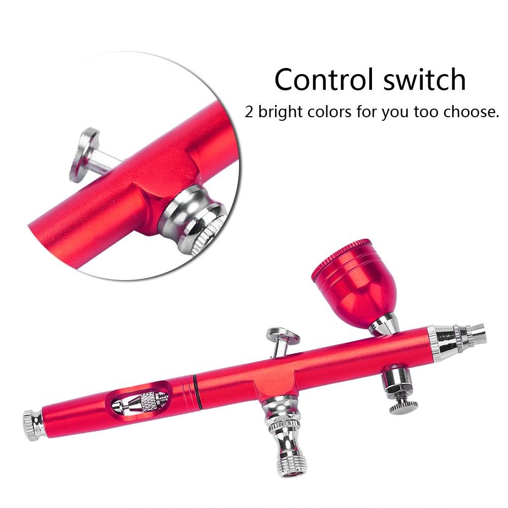 Pistola a spruzzo per aerografo a gravità da 0,2 mm di arte, per tatuaggi, decorazioni per torte e unghie (rosso)