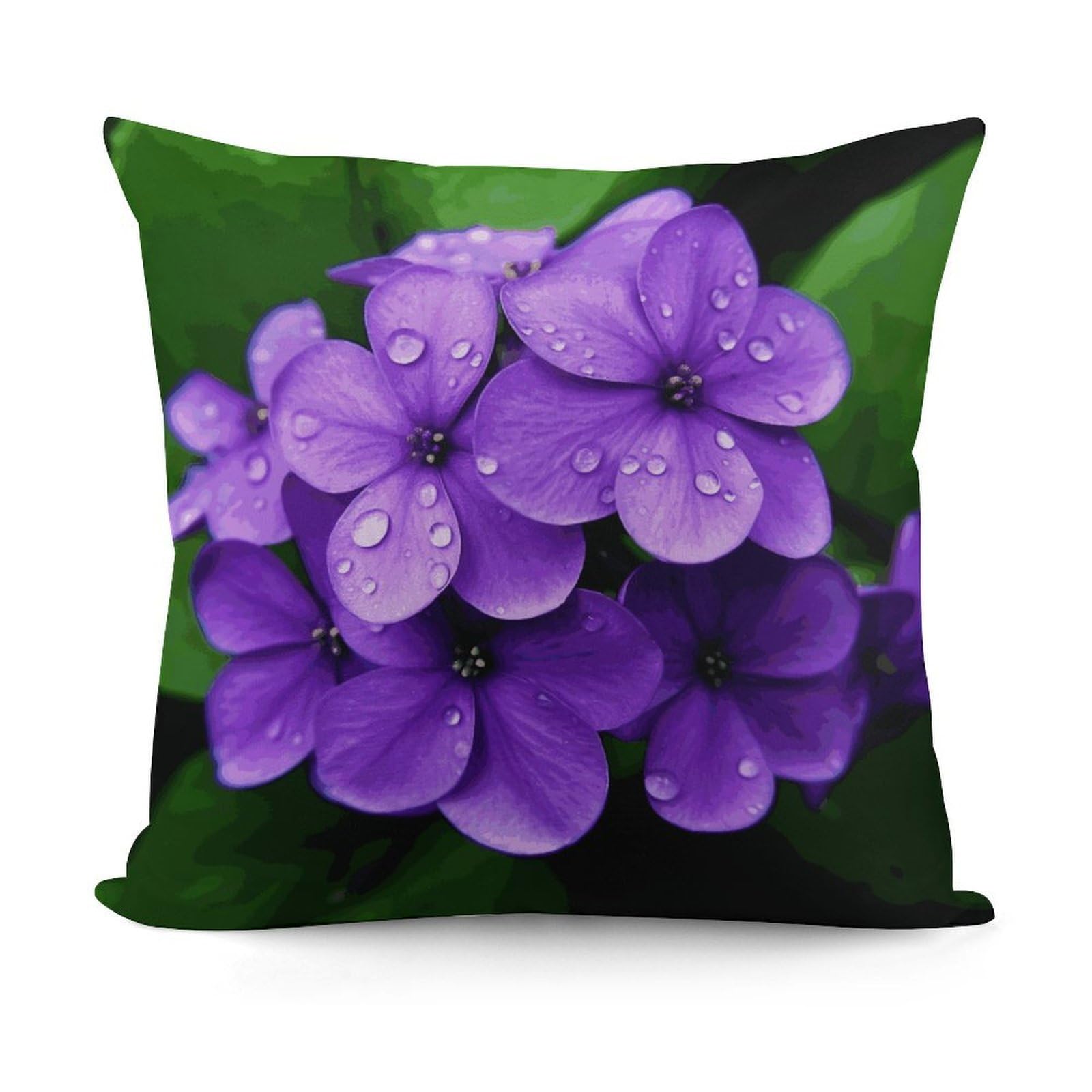 VstaDank Violet Flower Pillow Covers Soft Plush Decorative Square Pillow Cover Modern Breathable Pillowcases Pillowcase with Invisible Zipper 18x18 Inches for Sofa Living Room