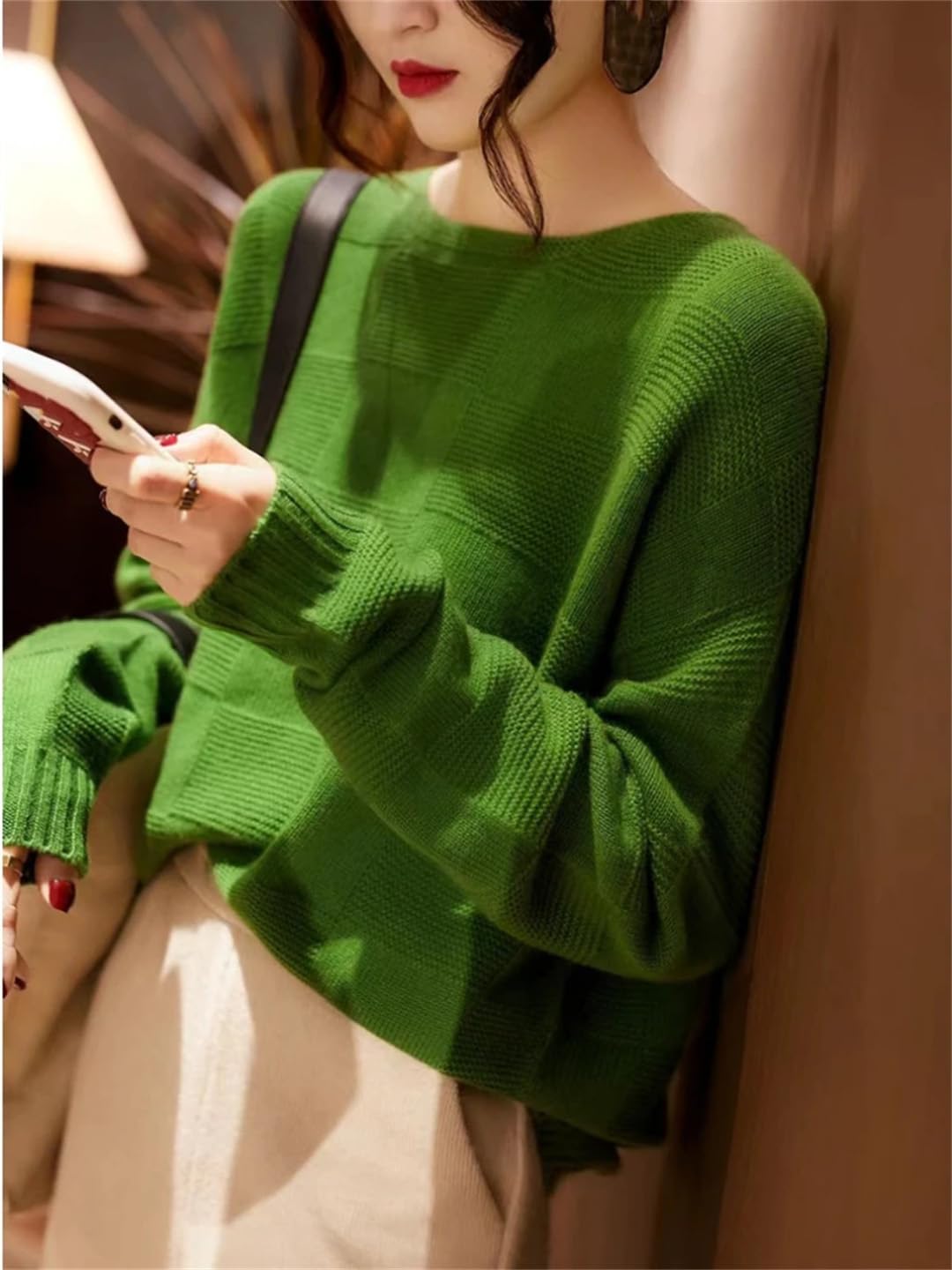Swetry damskie jesień/zima sweter z okrągłym dekoltem vintage sweter z długim rękawem z dzianiny