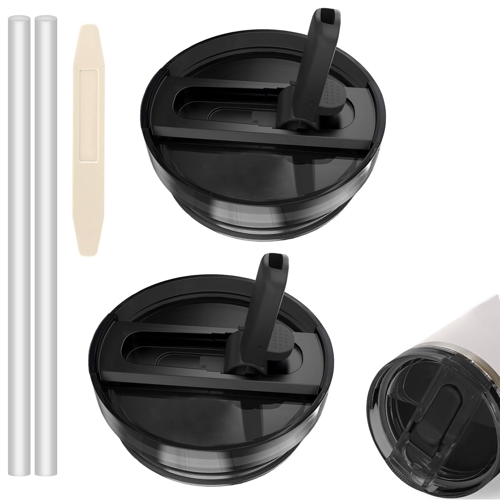 2 Pack Detachable Flip Straw Lid Replacement for 40oz Stanley Quencher and ProTour,Leak Proof Lid,No Spill Tumbler Lids Reusable Replacement for 40 oz