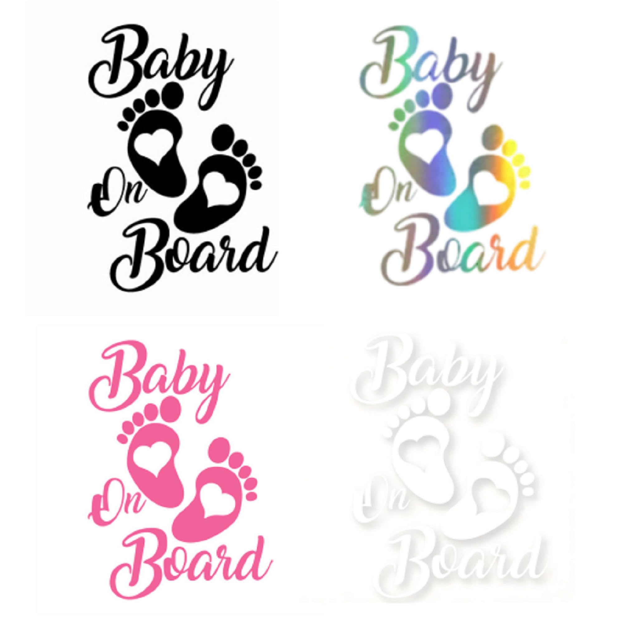 Larfraecy 4 PCS Baby on Board Sign for Car Easy Remove Baby Feet High Visibility Window Sticker Child on Board Car Sticker Badge for New Parents Universal Safety Sign 7x5 Inch