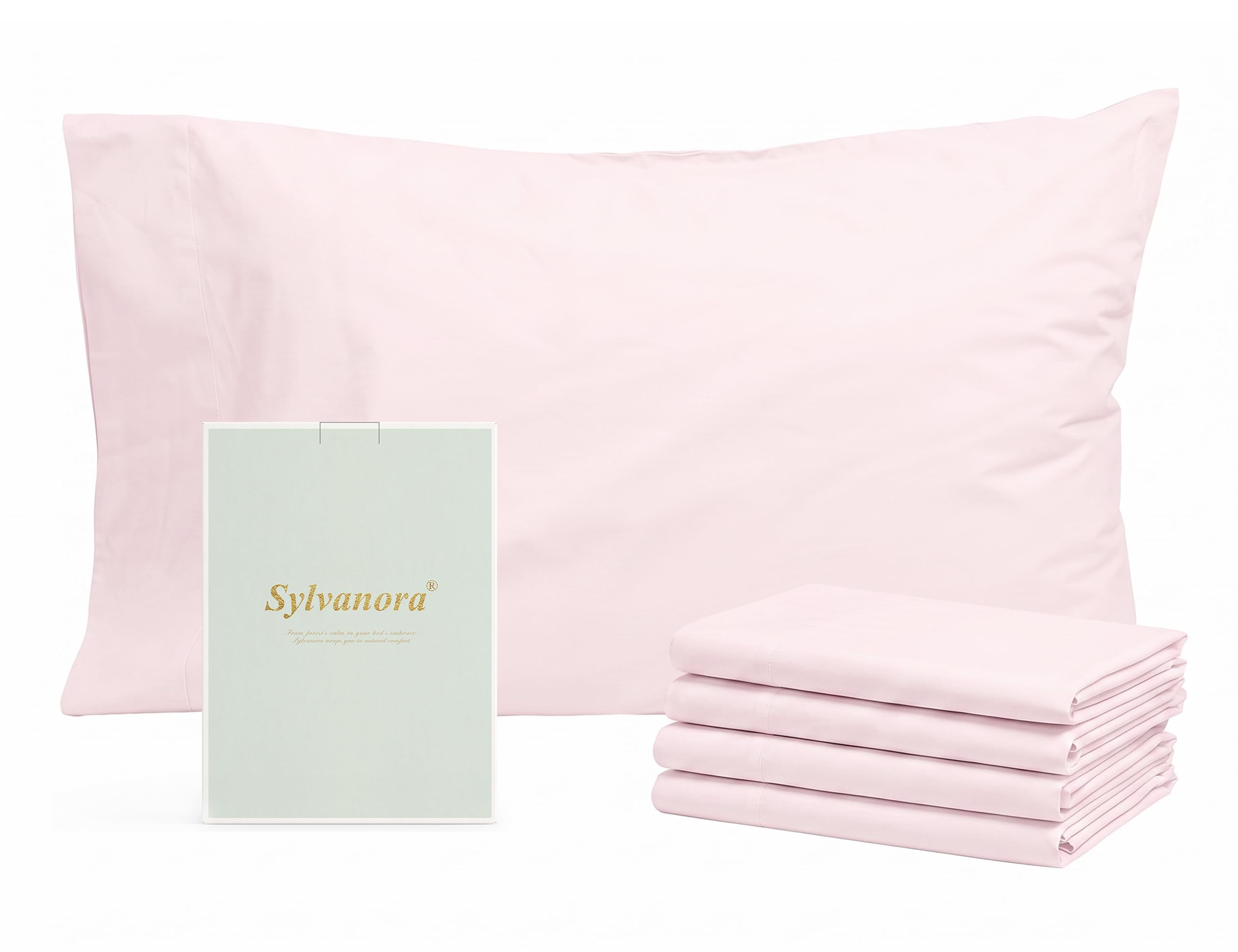 Sylvanora Egyptian Cotton Pillowcases 4 Pack 50x75cm Light Pink