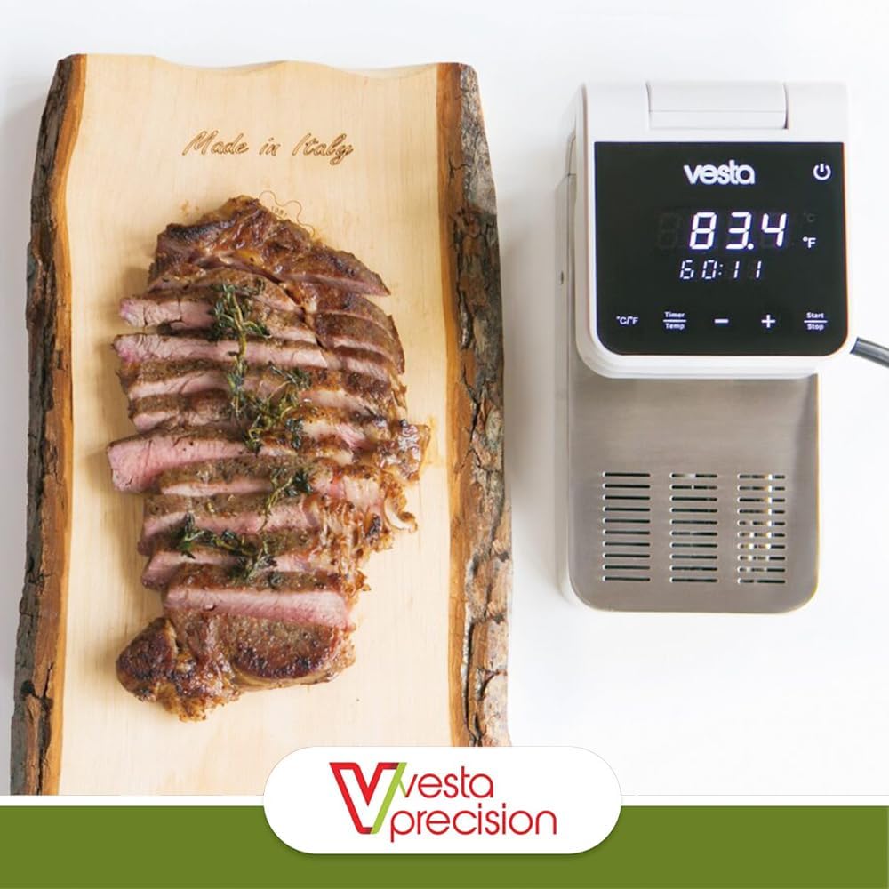 Vesta Precision Termocirculador Cocina Baja Temperatura SV81 Imersa Elite 1500W con Aplicacin de Control Wi-Fi | Inmersin a Prueba de Agua IPX7 | Temperatura de Trabajo 20C - 95 C (Blanco)