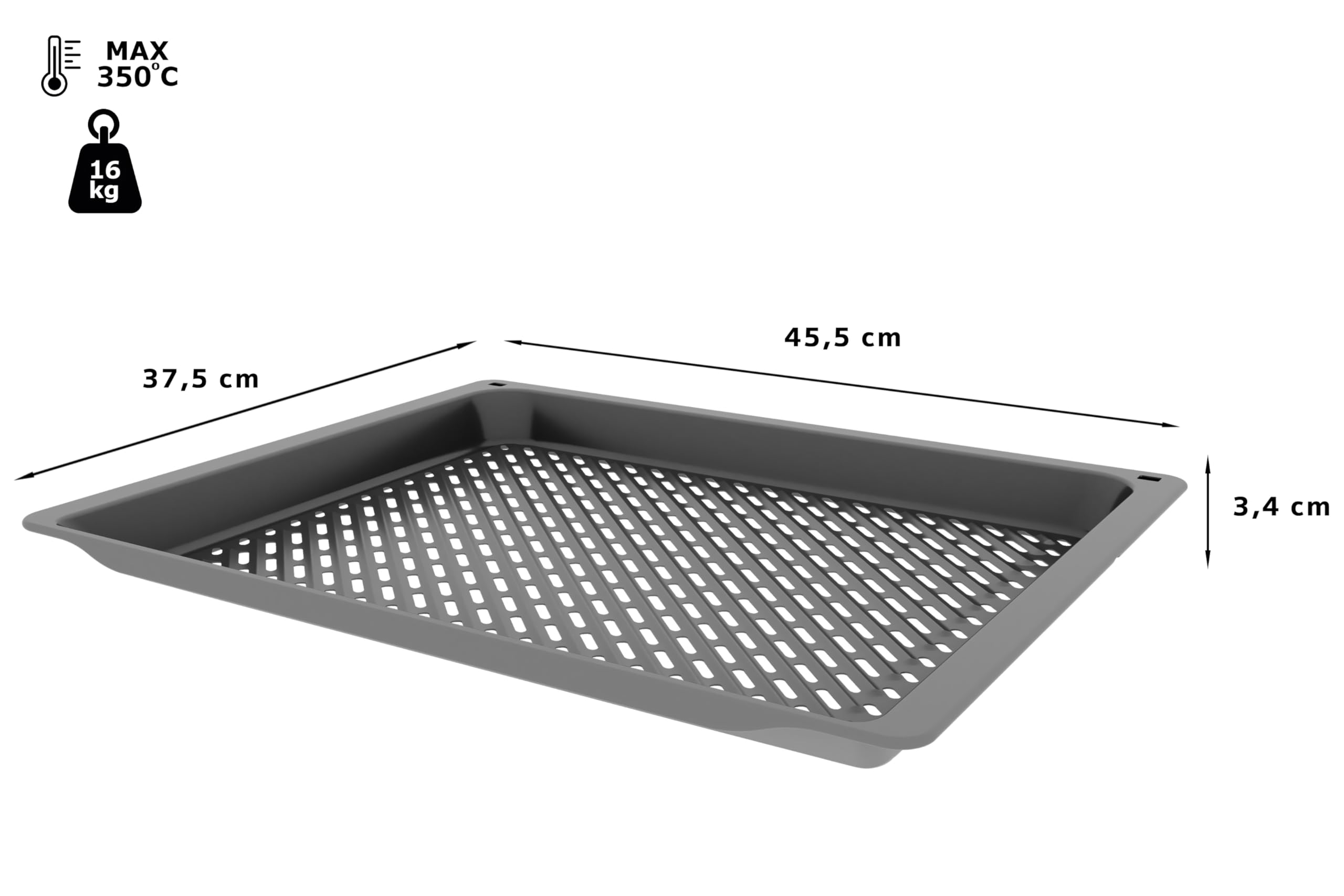 Bosch HEZ629070 Air Fry und Grillblech für Backofen, 34 x 455 x 375 mm, emaillierter Stahl, spülmaschinengeeignet, knuspriges Frittieren und Grillen mit wenig Öl, Zubehör für 60 cm & 45 cm Backöfen