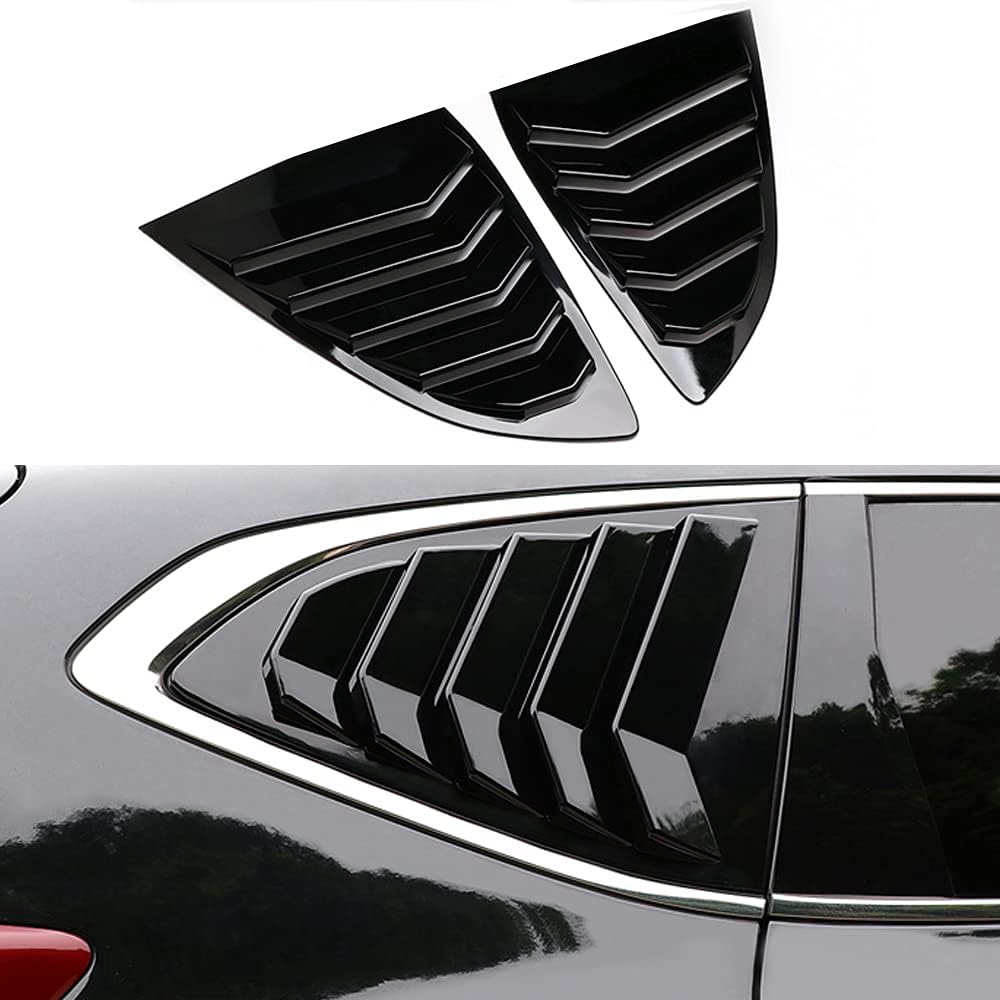 2PCS ABS Bright Black Racing Style Rear Side Window Louvers Air Vent Scoop Shades Panel Cover Auto Exterior Decoration Trim Accessories for Honda CRV 2017 2018 2019 2020 2021 2022