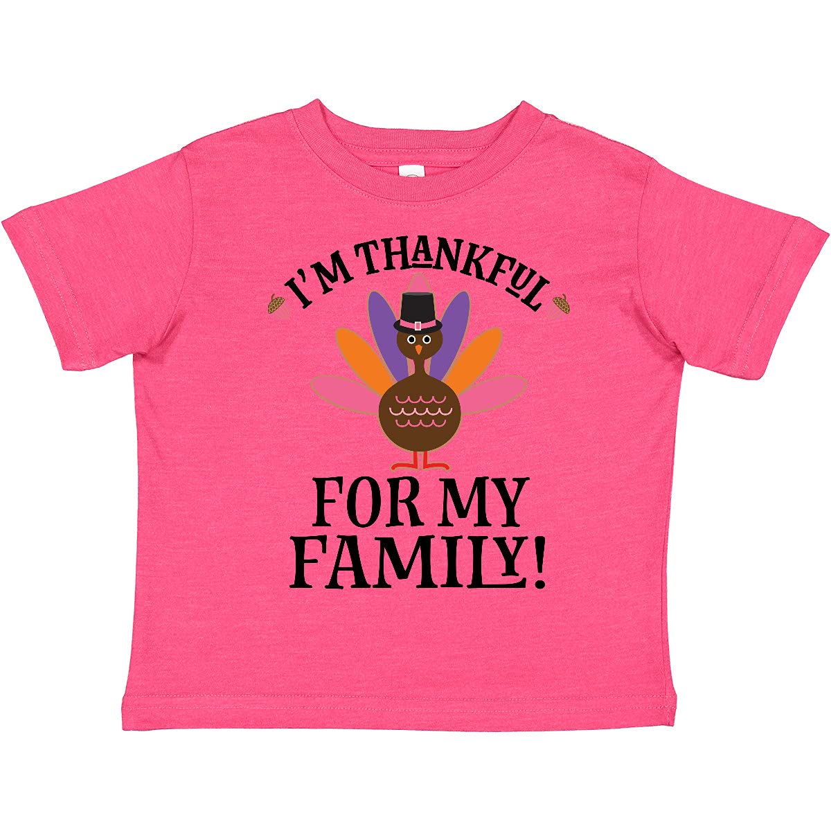 inktastic Thanksgiving Girl Turkey Thankful for Family Toddler T-Shirt 5-6 Vintage Hot Pink 2db13