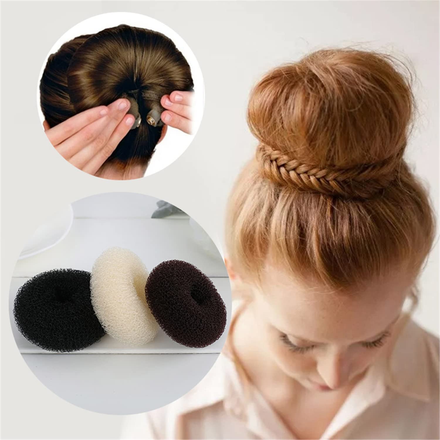 Herramienta de rollo mágico creativo para el cabello, para hacer bollos de pelo a la moda, para hacer donut, herramienta para peinar el cabello para mujer, soporte de cola de caballo (negro)