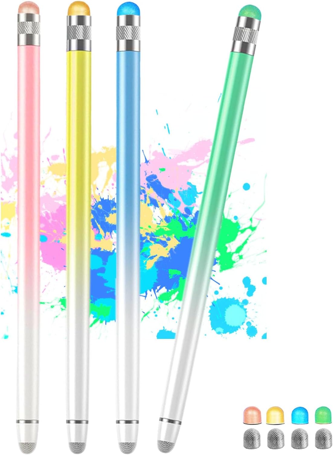 Stylus Pens for Touch Screens with 8 Extra Tips High Sensitivity & Precision Tablet Pen(4pcs),2 in 1 Stylus for iPad Compatible with All Devices