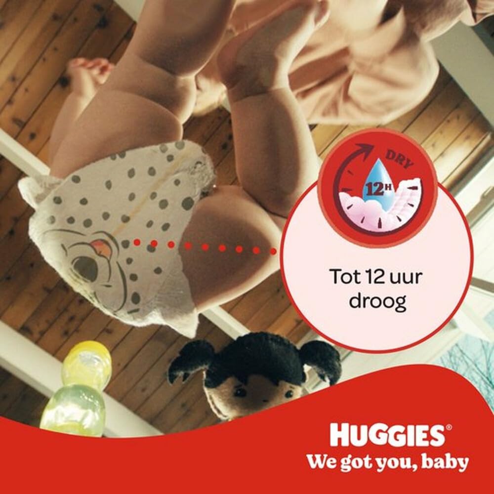 HUGGIES - Little Movers - Couches bébé taille 3 (4-9kg) - Absorbtion rapide, Pas de Fuite, jusqu'à 12h au Sec - Confort & Protection - Ceinture extensible ultra douce - Pack 1 mois 168 Couches