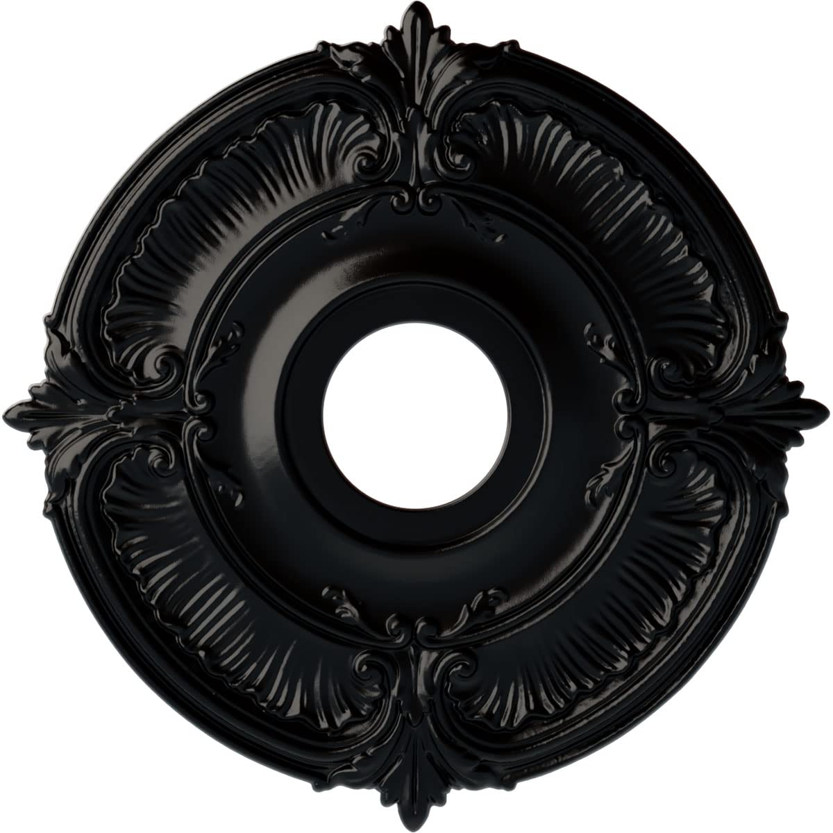Ekena Millwork CM18ATBLFDecorative Ceiling Medallions Modeled After Original Historical Patterns & Designs, Jet Black
